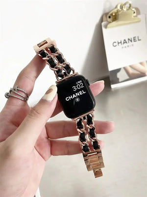 Chic Metal & Leather Strap for Apple Watch Series 8 Rberyl