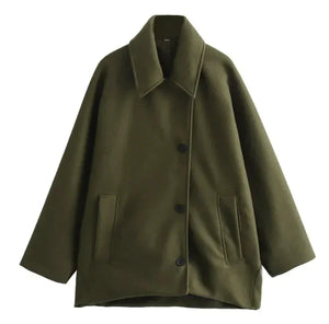Chic Wool Blend Casual Coat - Multi-Color Loose Fit Rberyl