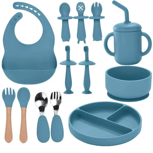 Silicone Infant Feeding Kit with Suction Plate, Cup & Utensils Rberyl