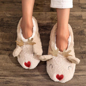 Cozy Velvet Elk Antler Slippers Rberyl
