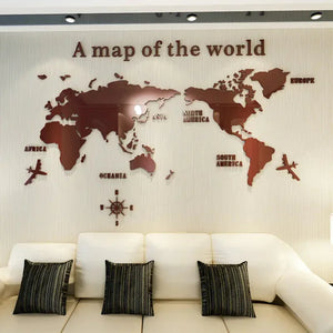 Kids World Map Acrylic Wall Sticker Rberyl