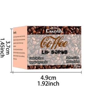 Coffee lip scrub box with coffee bean design, moisturizing and softening lip care, 20ml