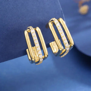 Gold Square Layered Studs Rberyl