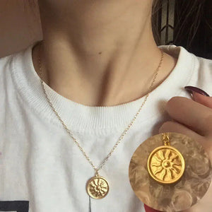 Sunflower Coin Charm Necklace Rberyl