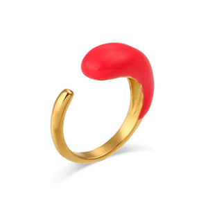 Chic Glossy Water Drop Statement Ring Rberyl