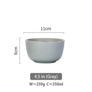 Gray ceramic bowl, 4.5 inch, 350ml, 11cm wide, 6cm tall, minimalist kitchenware