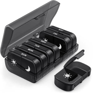 PULIV XL Dual-Time Weekly Pill Case with Privacy Cover Rberyl