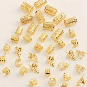 Chic 40pc Gold/White Dreadlock Ring Set Rberyl