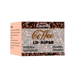 CrazyLife coffee lip scrub box with coffee beans, moisturizing and softens lips, 20ml