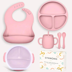 Silicone Infant Feeding Kit - Complete Set for Baby-Led Weaning (Pink) Rberyl