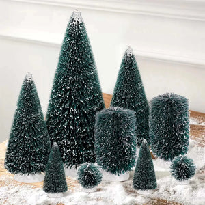 9Pcs Tiny Frosted Christmas Trees for Tabletops Rberyl