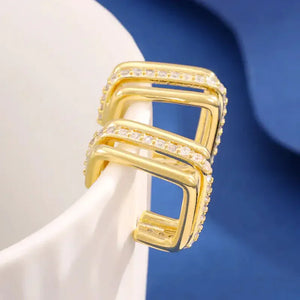 Gold Square Layered Studs Rberyl