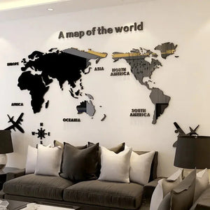 Kids World Map Acrylic Wall Sticker Rberyl
