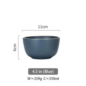 Blue ceramic bowl, 11cm wide, 6cm tall, 350ml capacity, modern kitchenware