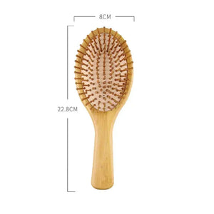Bamboo hair brush with wooden bristles, 22.8cm by 8cm, natural finish