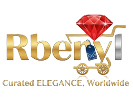Logo of Rberly with a red diamond and gold text on a white background