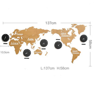 Global Map Wooden Art Clock Rberyl