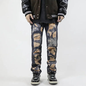 Men's Urban Retro Washed Straight Jeans Rberyl