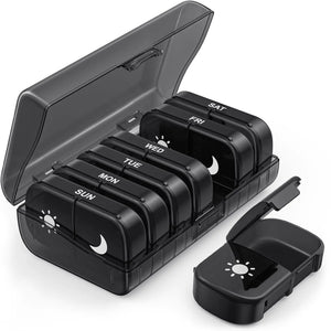 PULIV XL Dual-Time Weekly Pill Case with Privacy Cover Rberyl