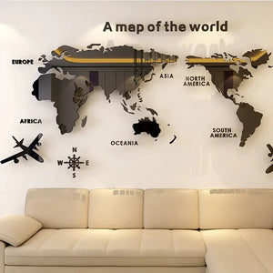 Kids World Map Acrylic Wall Sticker Rberyl
