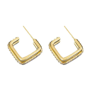 Gold Square Layered Studs Rberyl