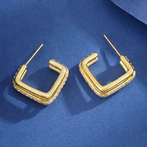 Gold Square Layered Studs Rberyl