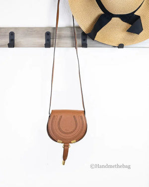 Chloe Nano Marcie Tan Leather Crossbody Saddle Rberyl