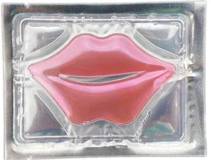 Pink lip-shaped hydrogel mask in clear packaging for skincare and moisturizing lips