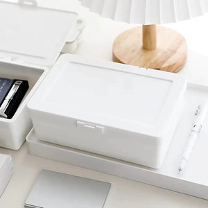 Sleek White Desk Organizer Box Rberyl