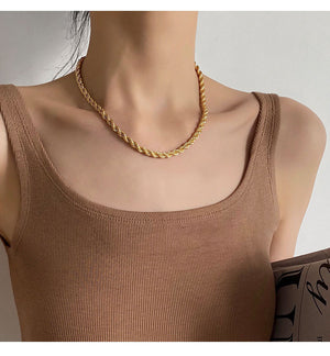 Golden Twist Chain Necklace - Necklaces