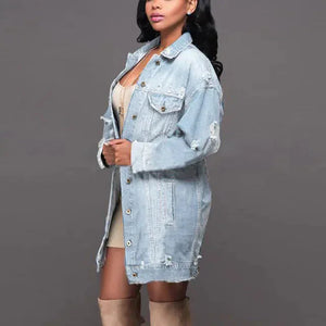 Chic Long Denim Trench Coat - The Latest in Street Fashion Rberyl