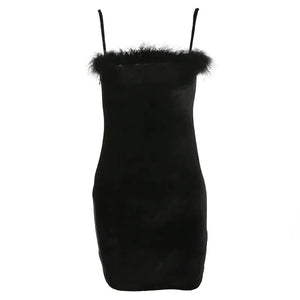 Velvet Allure Black Sling Dress Rberyl