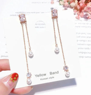 Elegant Crystal Pearl Earrings Rberyl