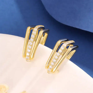 Gold Square Layered Studs Rberyl