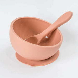 Babeehive Mealtime Magic | Silicone Suction Bowl & Spoon | BPA-Free (Blush) Rberyl
