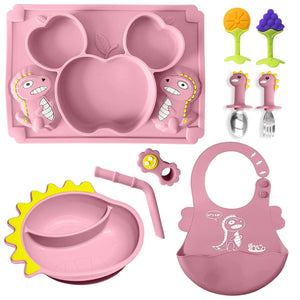 Dino Delight Silicone Feeding Set | Toddler Self-Feeding Essentials Rberyl