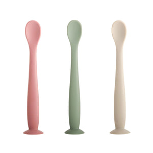 Silicone Infant Feeding Spoon Trio with Suction Base Rberyl