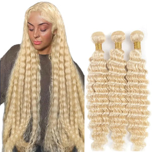 Blonde Brazilian Deep Wave Virgin Hair Bundles Rberyl