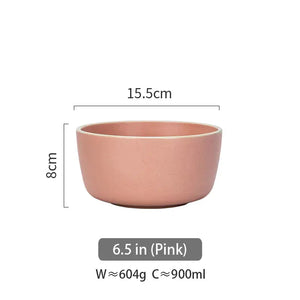 Pink ceramic bowl, 15.5cm diameter, 8cm height, 900ml capacity, neutral background