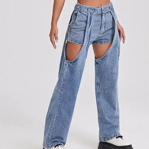 Chic High Waist Ripped Jeans Rberyl