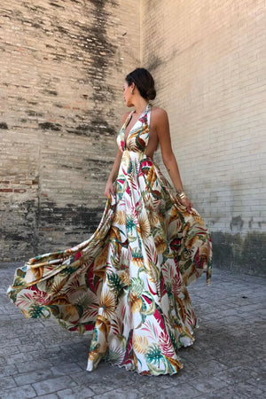 Floral Halter Elegance Dress Rberyl