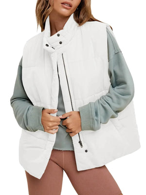 Tankaneo Women's Puffer Vest with Stand Collar Rberyl