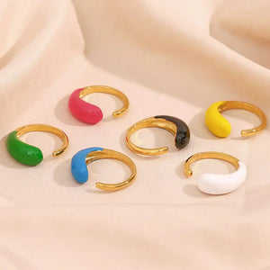 Chic Glossy Water Drop Statement Ring Rberyl