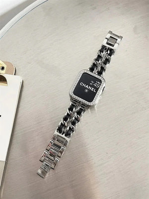 Chic Metal & Leather Strap for Apple Watch Series 8 Rberyl