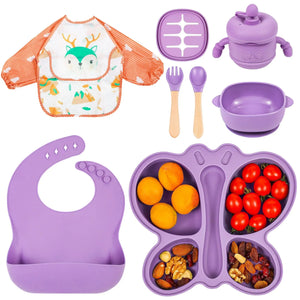 Silicone Suction Baby Dining Set with Bibs & Utensils Rberyl