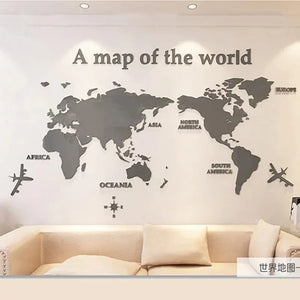 Kids World Map Acrylic Wall Sticker Rberyl