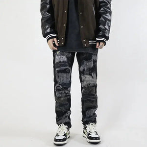 Men's Urban Retro Washed Straight Jeans Rberyl