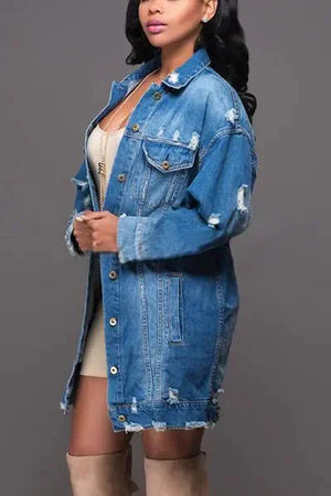 Chic Long Denim Trench Coat - The Latest in Street Fashion Rberyl