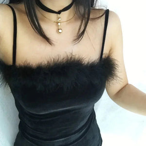 Velvet Allure Black Sling Dress Rberyl