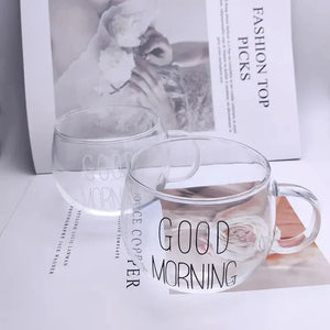 Elegant Lettered Glass Coffee Mug Rberyl